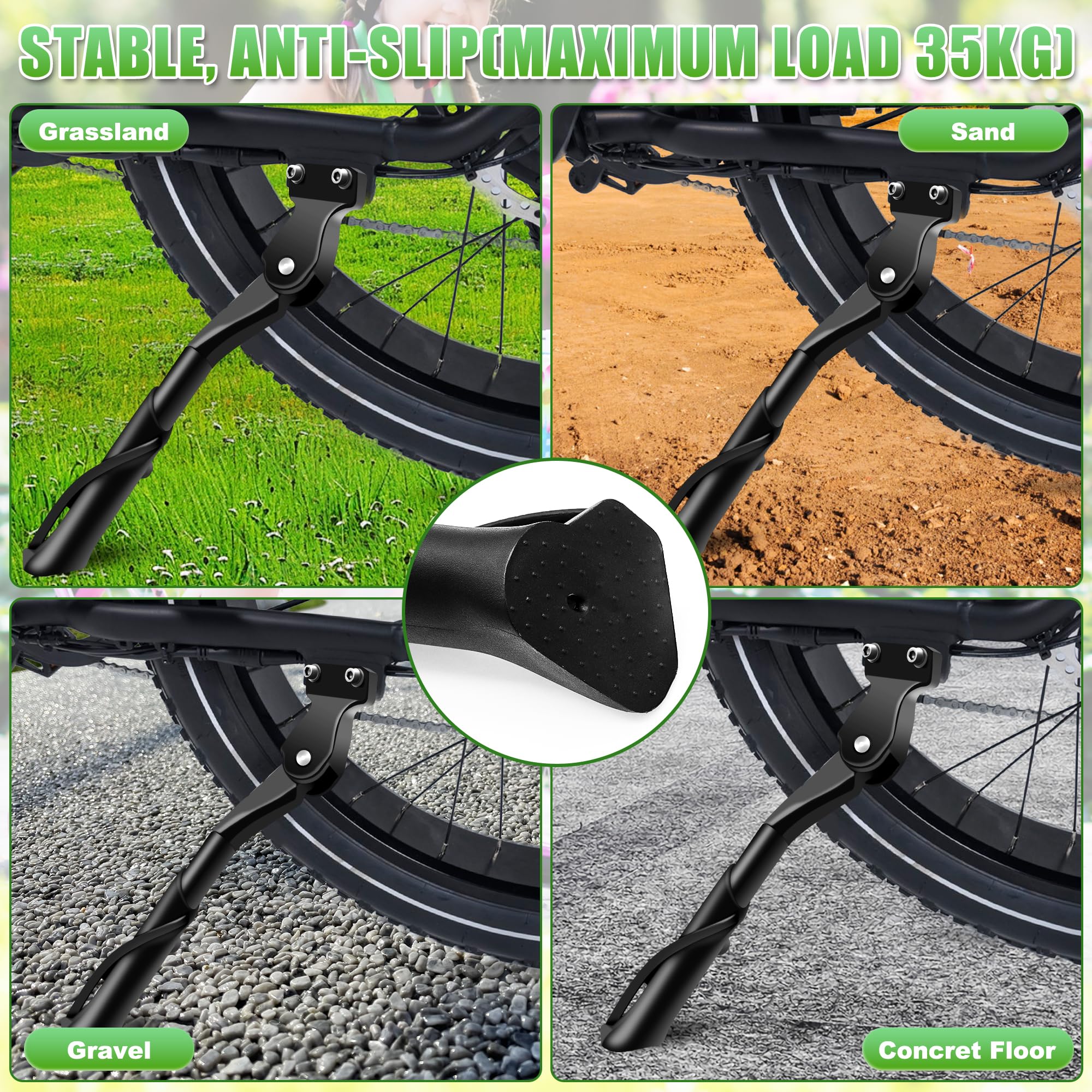 Keyck Verstelbare Fietsstandaard Voor 20-22 Inch Kinderfietsen – Aluminium, Antislip, Draagkracht Tot 35 Kg (montage Op 2 Boutgaten Van 40 Mm)