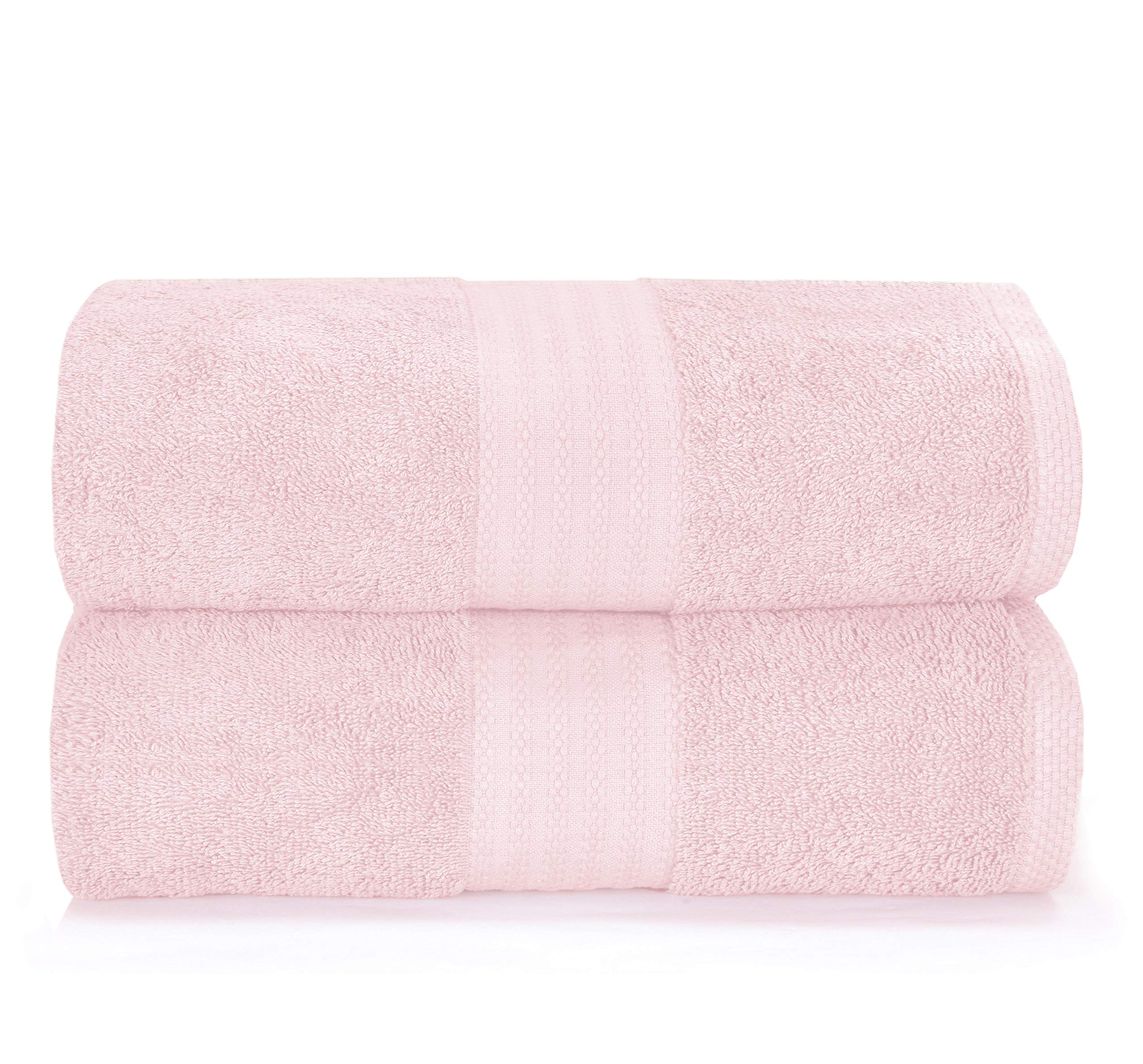 GLAMBURG Premium Cotton Oversized 2 Pack Bath Sheet 35x70-100% Pure Cotton - Ideal for Everyday use - Ultra Soft & Highly Absorbent - Machine Washable - Pink