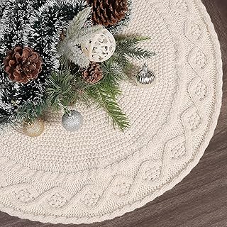 24inch Knitted Christmas Tree Skirt Knit Thick Rustic Christmas Tree Decorations