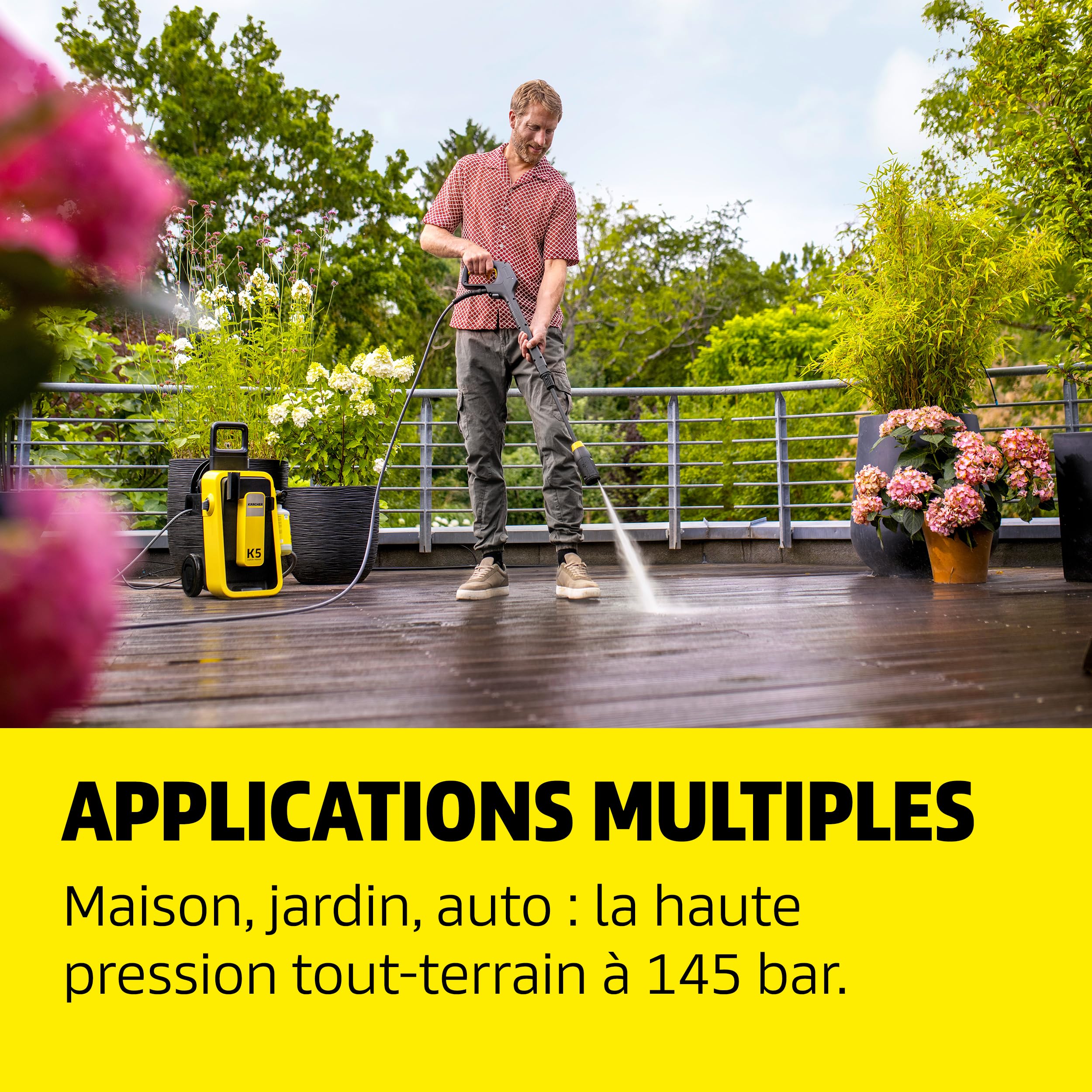 Kärcher Nettoyeur Haute Pression K 5 Comfort Premium, Pression : 145 Bar, débit : 500 l/h, Surface : 40 m²/h, Tuyau Haute Pression Extra Flexible, Enrouleur de Tuyau, Multi Jet 4 en 1