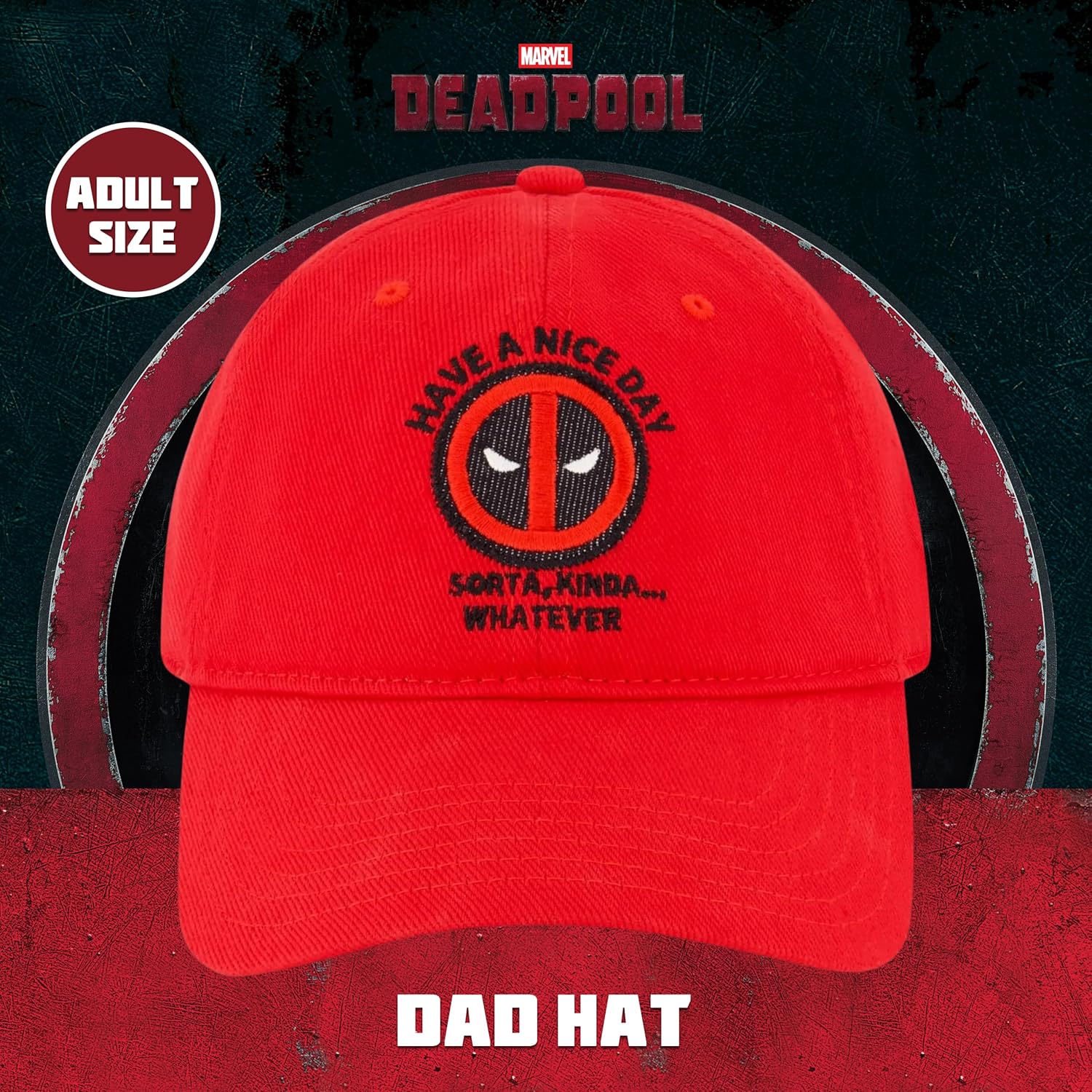 Marvel Deadpool Adjustable Baseball Hat with Curved Brim - Image 2