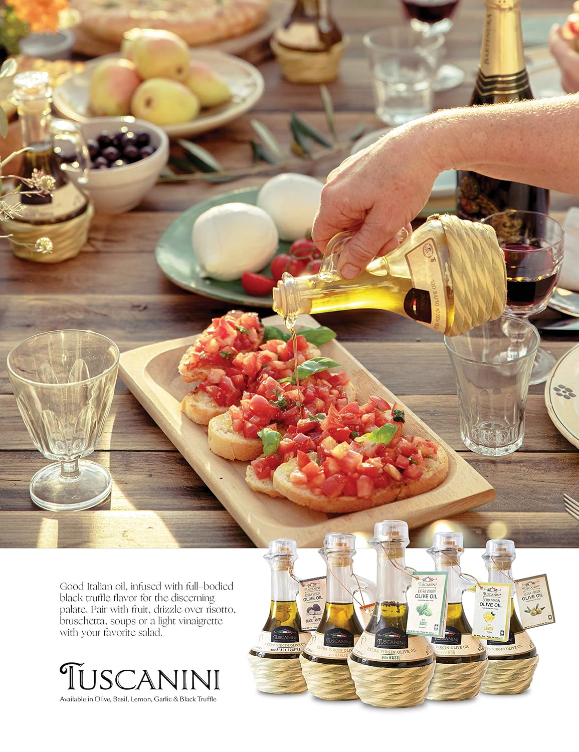 Tuscanini Garlic Infused Extra Virgin Olive Oil 250mL (2 Pack), Imported from Italy, Cold-Pressed, Luxurious Taste, All Natural, Non GMO, Premium Extra Virgin Olive Oil with Garlic