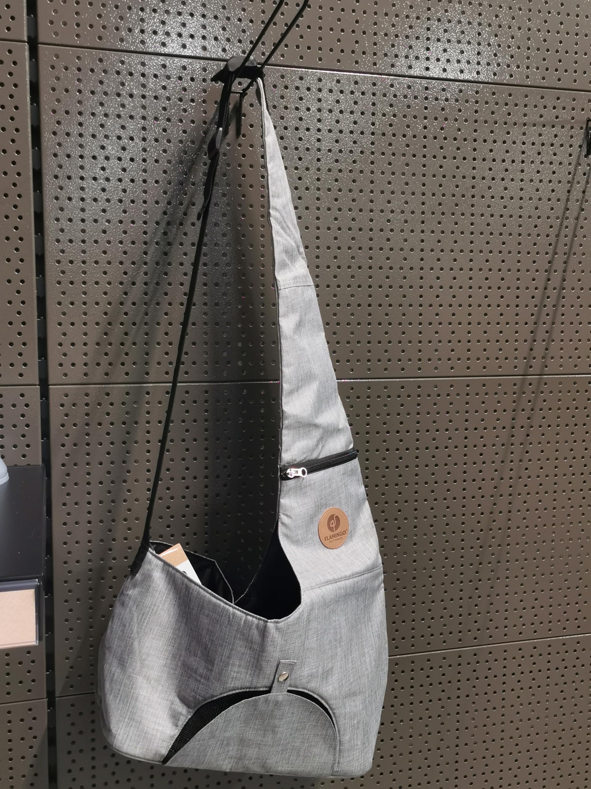 Mochila para Gatos – Perros – Kanga Gris – Mochila ventral en poliéster con ventilación y Bolsillo Extra
