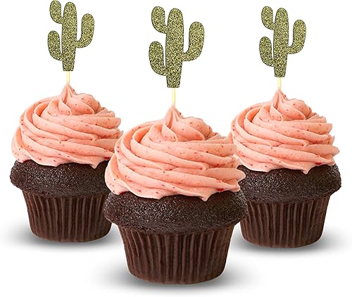 Cactus Cupcake Topper 12 piezas por paquete Cupcake Topper Decoración Tarjeta Stock Oro