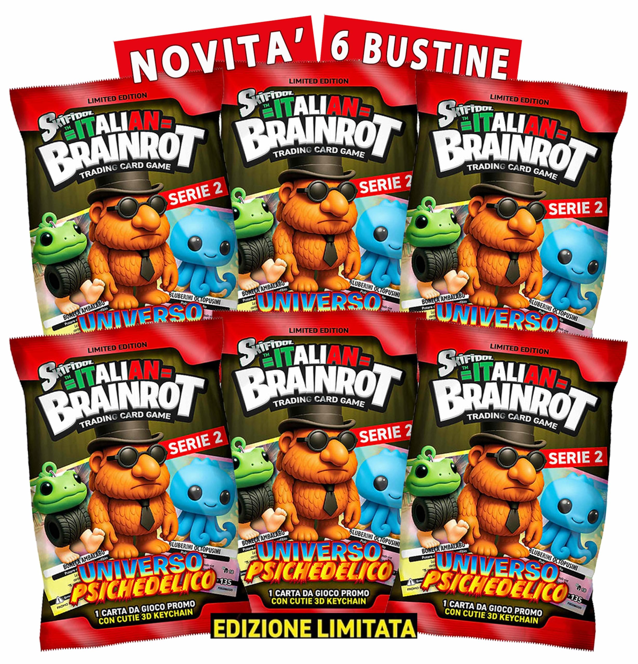 Generico Skifidol 6 Bustine Cards Olografiche+ Personaggi 3D Collezionabili | Serie Italian Brainrot Universo Psichedelico | 6 bustine casuali | personaggi casuali | Seconda Serie Novità!!!