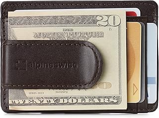 Alpine Swiss Dermot Mens RFID Safe Money Clip Minimalist Wallet Smooth Leather Comes in Gift Box