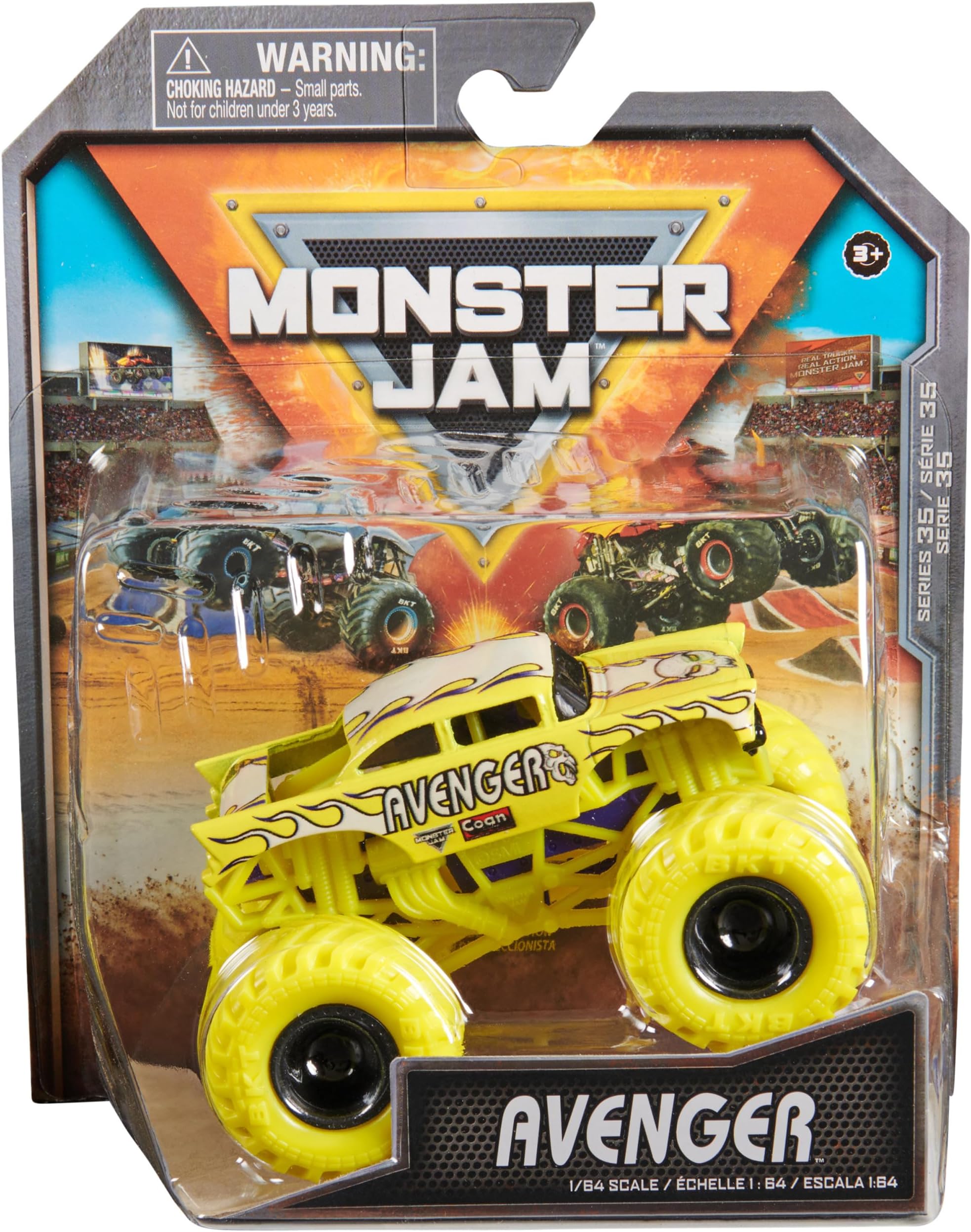 Official Avenger Monster Truck, Die-Cast Vehicle, 1:64 Scale, Kids Toys for Boys Ages 3 and up