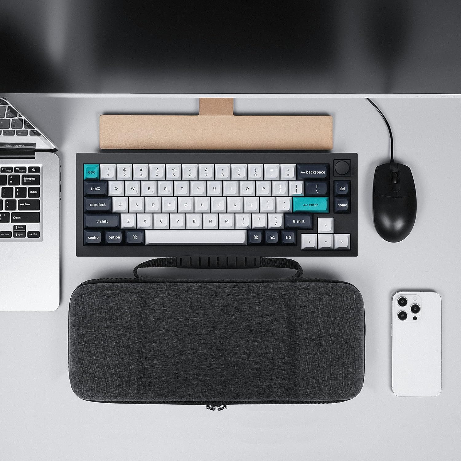 GEEKRIA 65% Compact Keyboard Case, Hard Shell Travel Carrying Bag for 68 Keys Compact Keyboard, Compatible with Keychron K6/ K6 Pro/Keychron Q2 Pro/ Q2 Max, HyperX Alloy Origins 65 Keyboard - Image 6