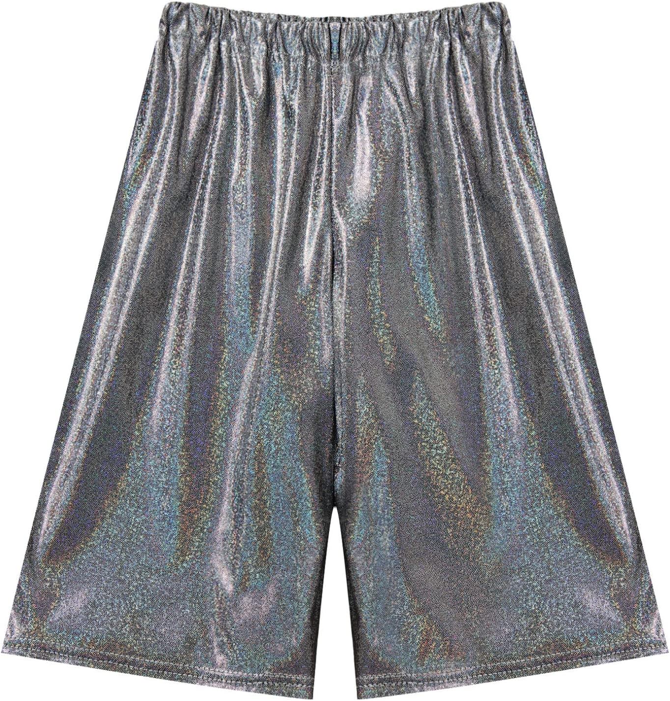 Freebily Kids Girls Sparkly Metallic Dance Short Wide Leg Loose Short Pants for Modern Dance Stage Performance Costume