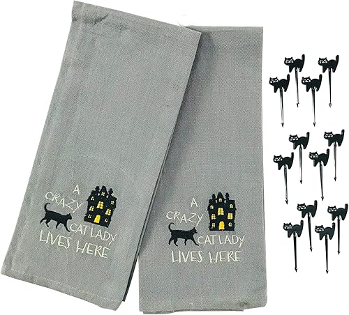 Miniatura 6 de Serafina Home Juego de toallas de mano de cocina de Halloween come bebida y sé aterrador con decoración de bruja divertido humor para fiestas