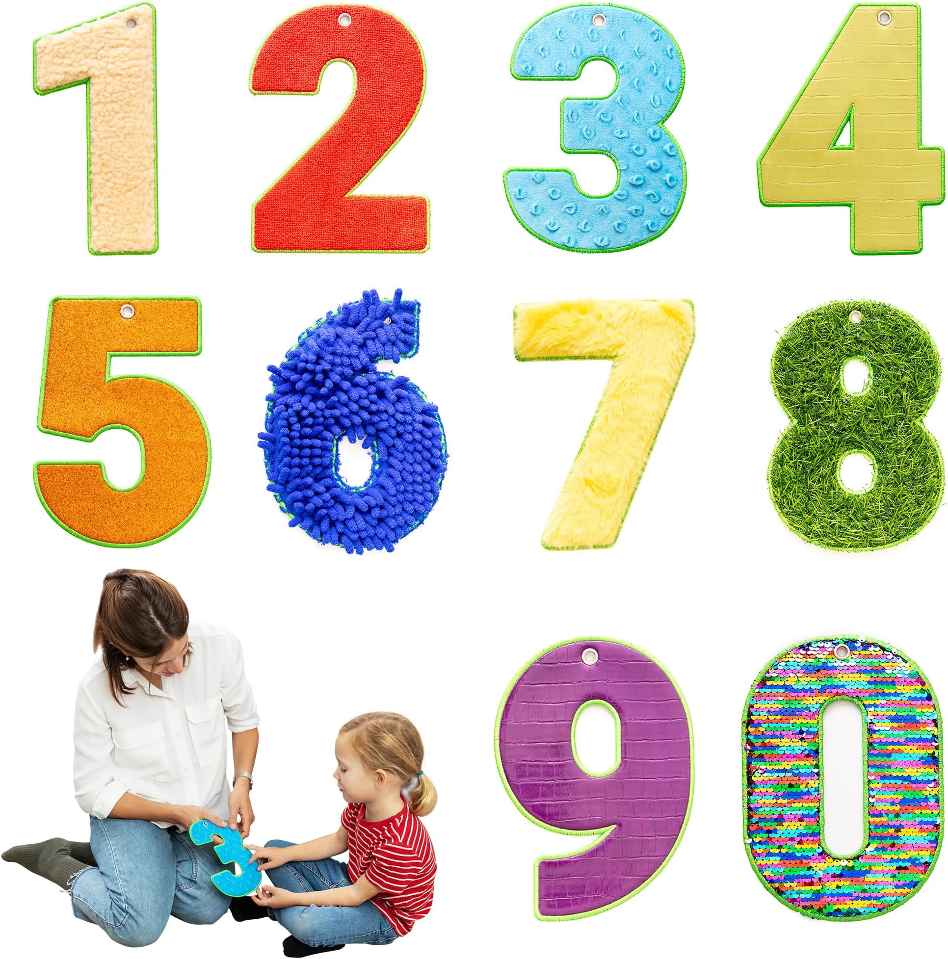 Sensory Mats for Autistic Children | Sensory Tiles for Kids | Sensory Rug | Sensory Wall Panel | Multi-Sensory Exploration | Different Sensory Textures & Colors | Sensory Room Equipment (Numbers)