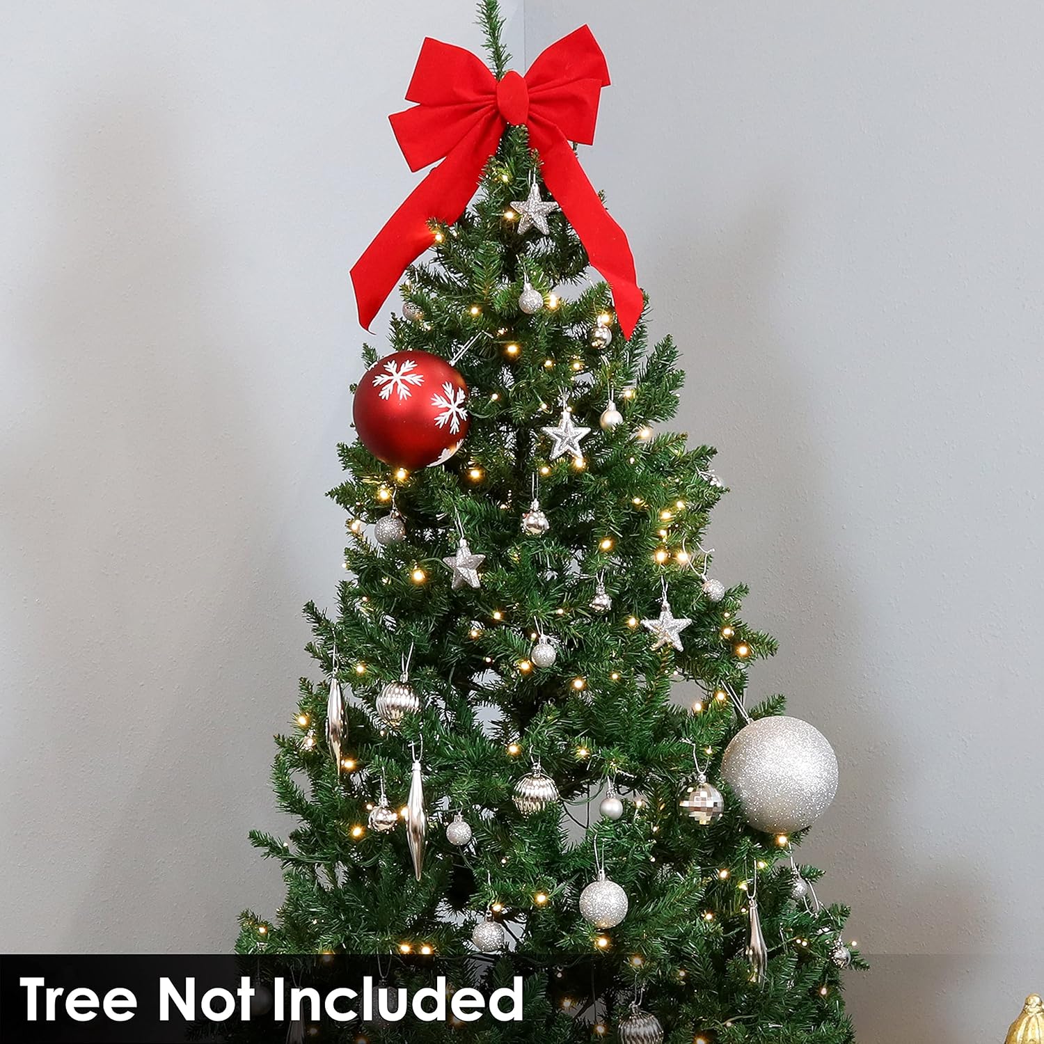Silver Shatterproof Plastic Christmas Ornament Set, 59-Count