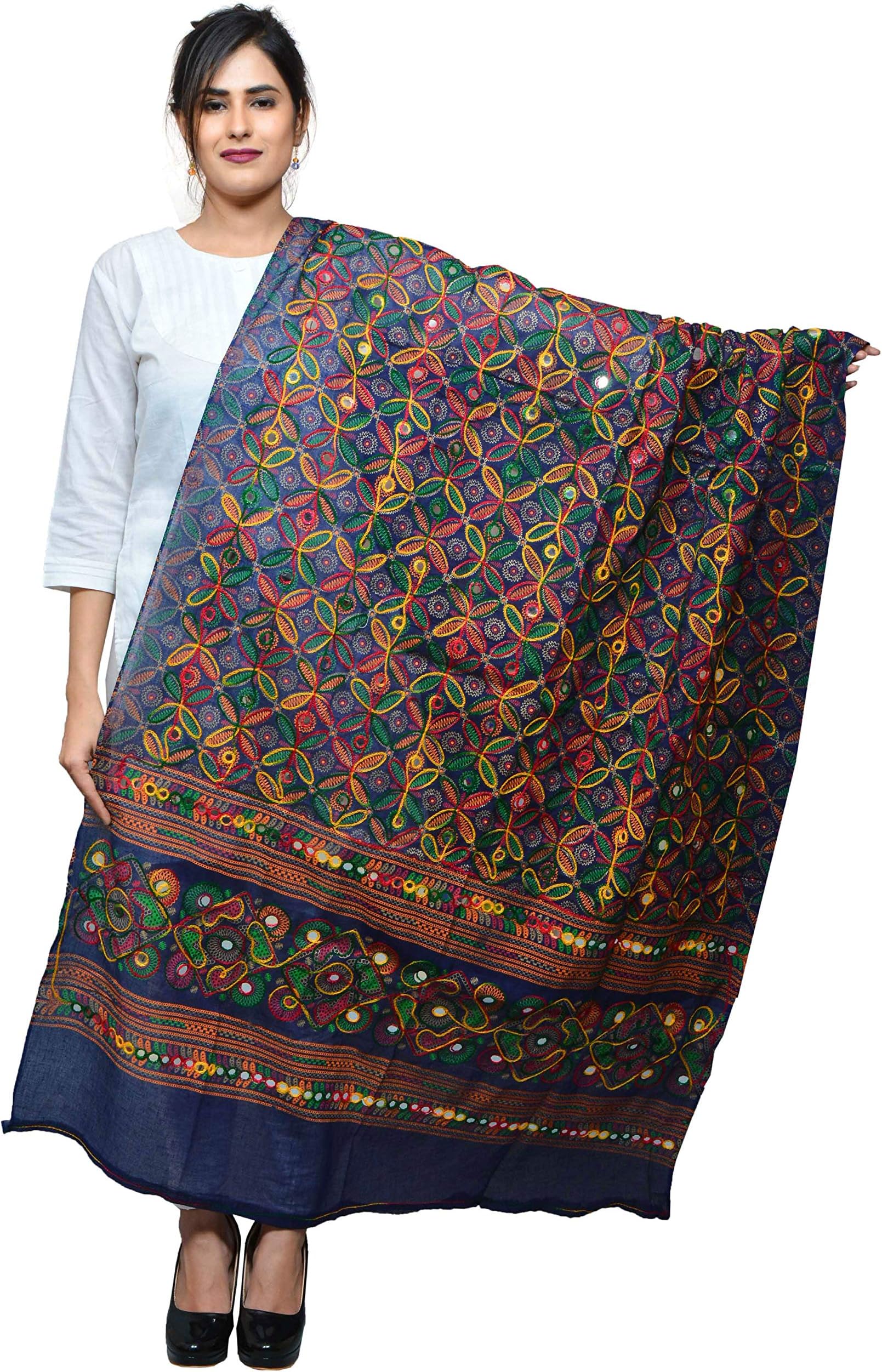 Banjara India Women Embroidered Kutch Work Cotton Dupatta/Chunni RASNA