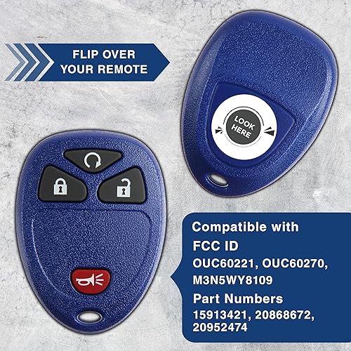 Miniatura 4 de KeylessOption - Llavero para control remoto de repuesto, de 4 botones, para acceso sin llave, Azul