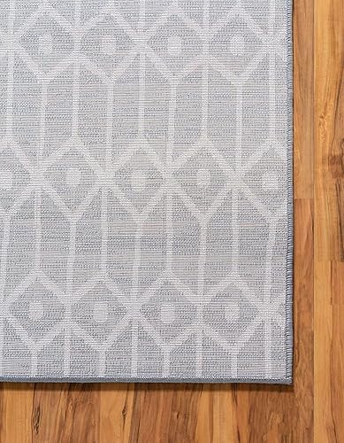 Miniatura 10 de Unique Loom Matrix Trellis Collection - Alfombra de área con diamantes (3 x 10 pies, grismarfil)