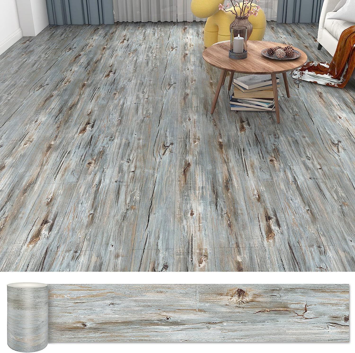 Lareko Peel and Stick Floor Tile, 36 Pack 54 Sq.Ft, Waterproof Wood Plank Vinyl Tile Stickers, Self-Adhesive DIY Flooring Tiles for Bedroom, Living Room, Bathroom （36" x 6"，Dustgray）