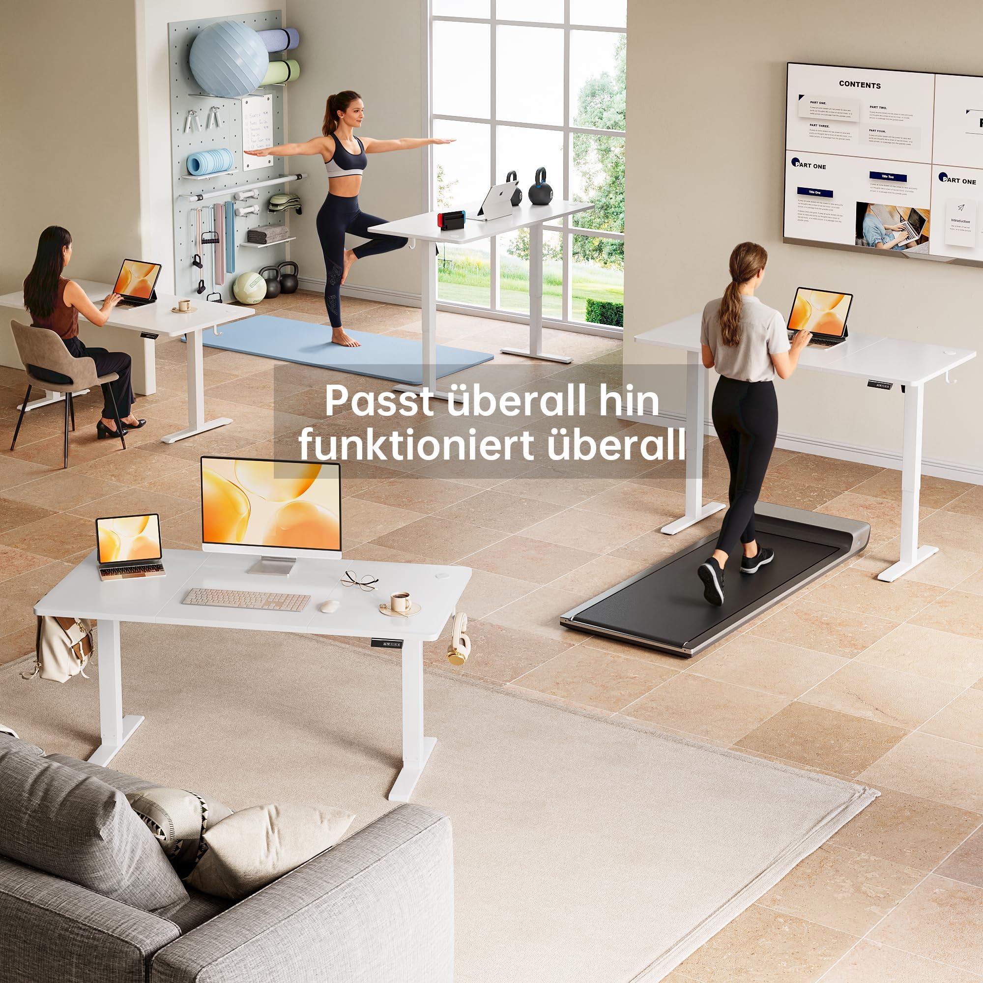 Zstar Elektrischer Schreibtisch höhenverstellbar mit Memory | 120 × 60 cm, 3 Speicherpositionen, Steh-Sitz-Tisch mit 2 Haken für Büro und Wohnzimmer