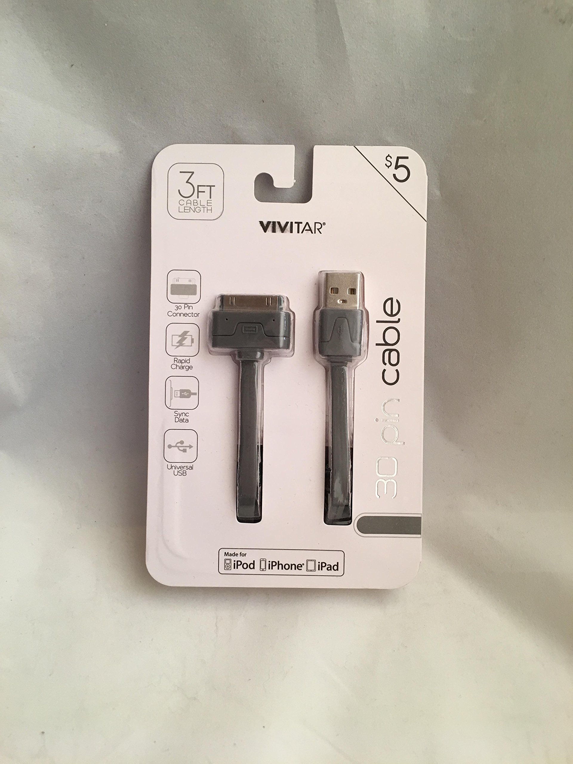 Cavo Ricarica Vivitar 30-Pin Intrecciato 3 Piedi Per IPhone/iPad/iPod (Nuovo) - 2