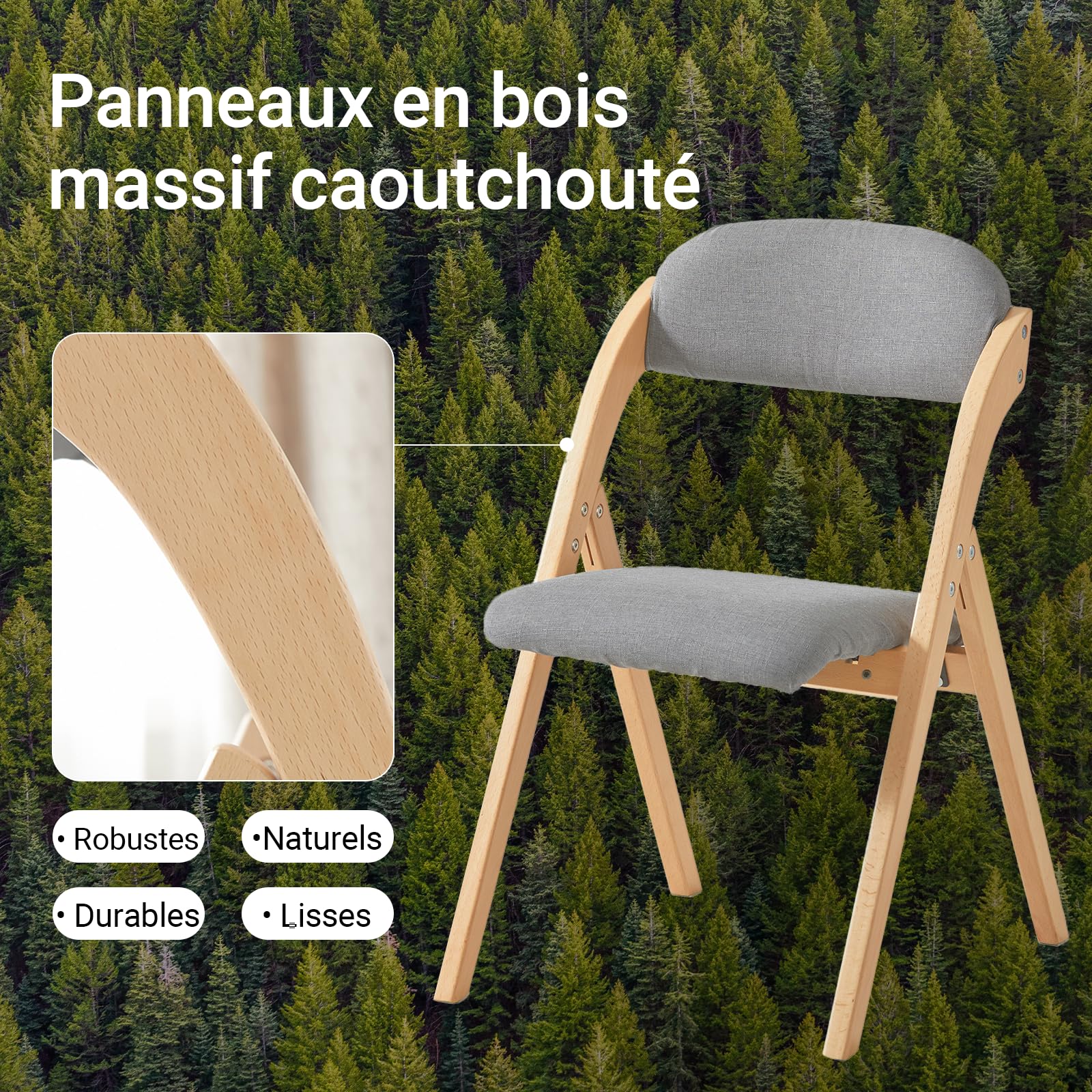 SoBuy Chaise Pliante en Bois rembourrée, montée, 47,5x77x59cm, pour Cuisine