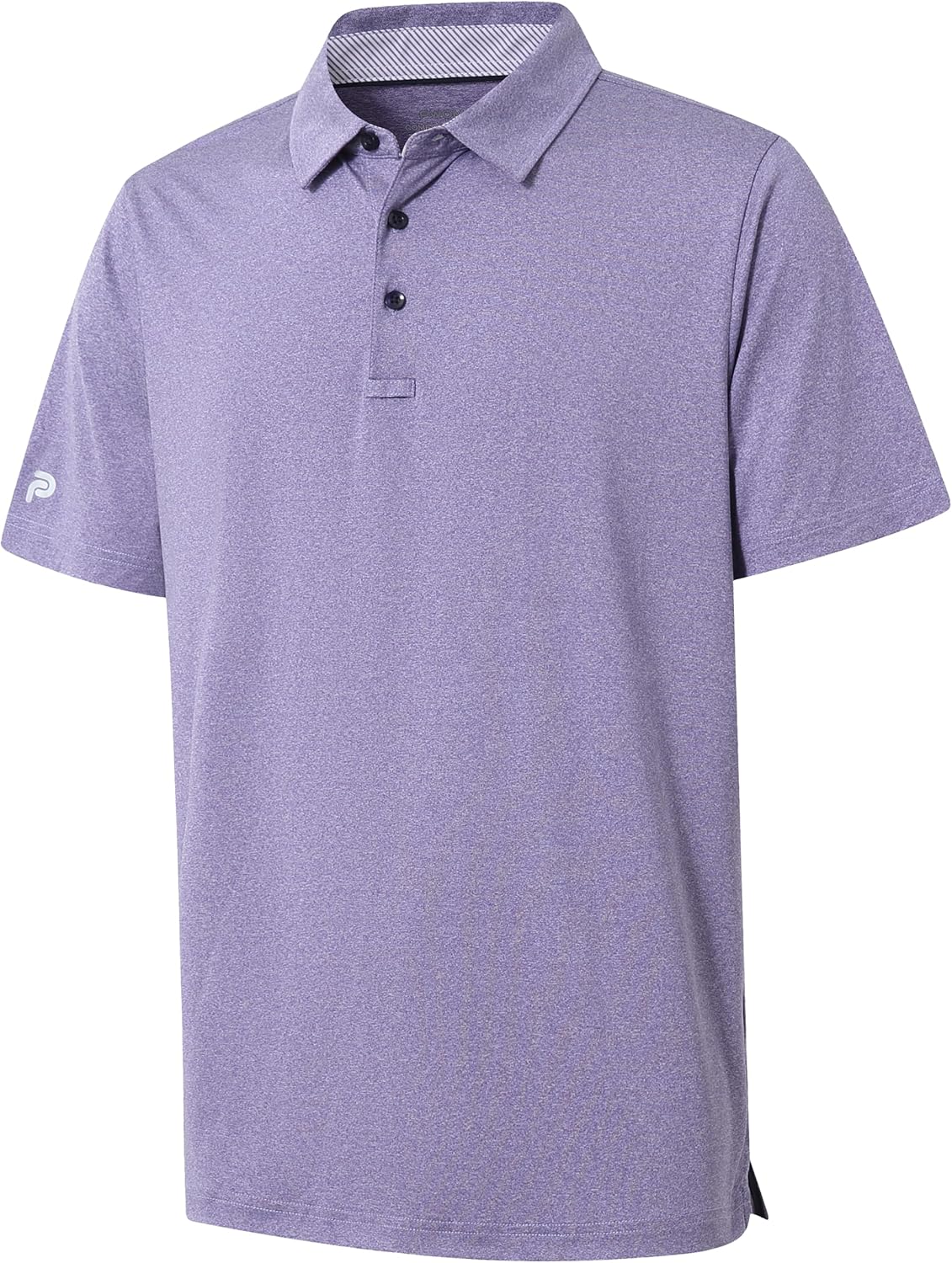 Mens Golf Polo Shirt Moisture Wicking Dry Fit Performance Athletic Short Sleeve Striped Golf Shirts for Men