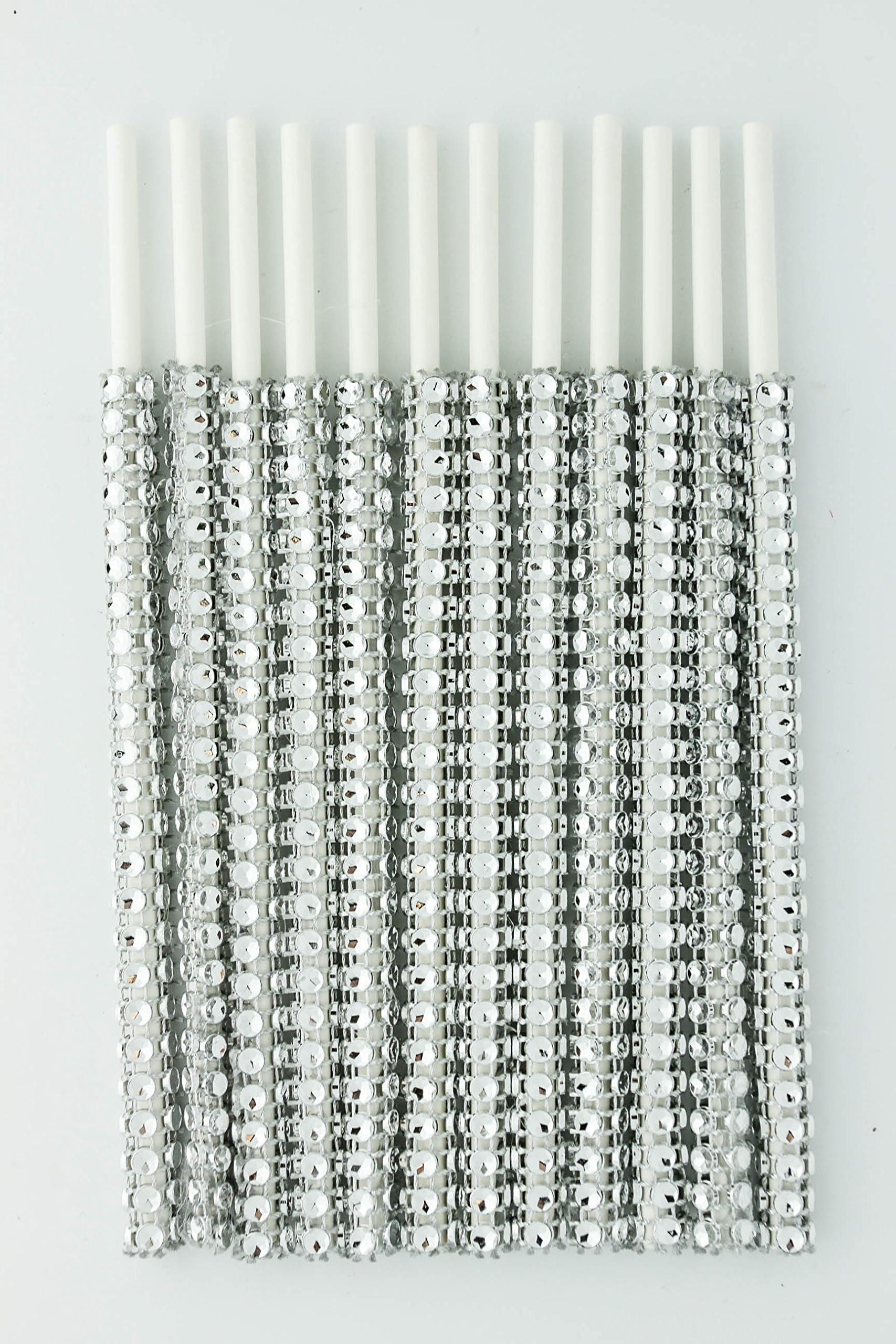 Silver Bling Sticks with Rhinestones for Cake Pops, Truffles, Pie Pops, Strawberries, Etc, 12 Pack