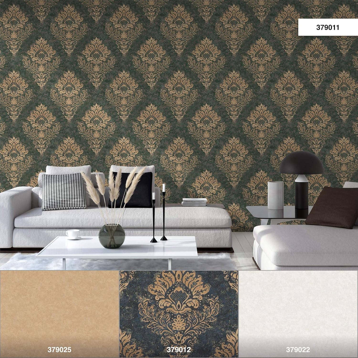 Livingwalls Wallpaper Baroque Design - Green, Gold - Wallpaper for Various Spaces 395.99in x 20.87in Made in Germany - 379011