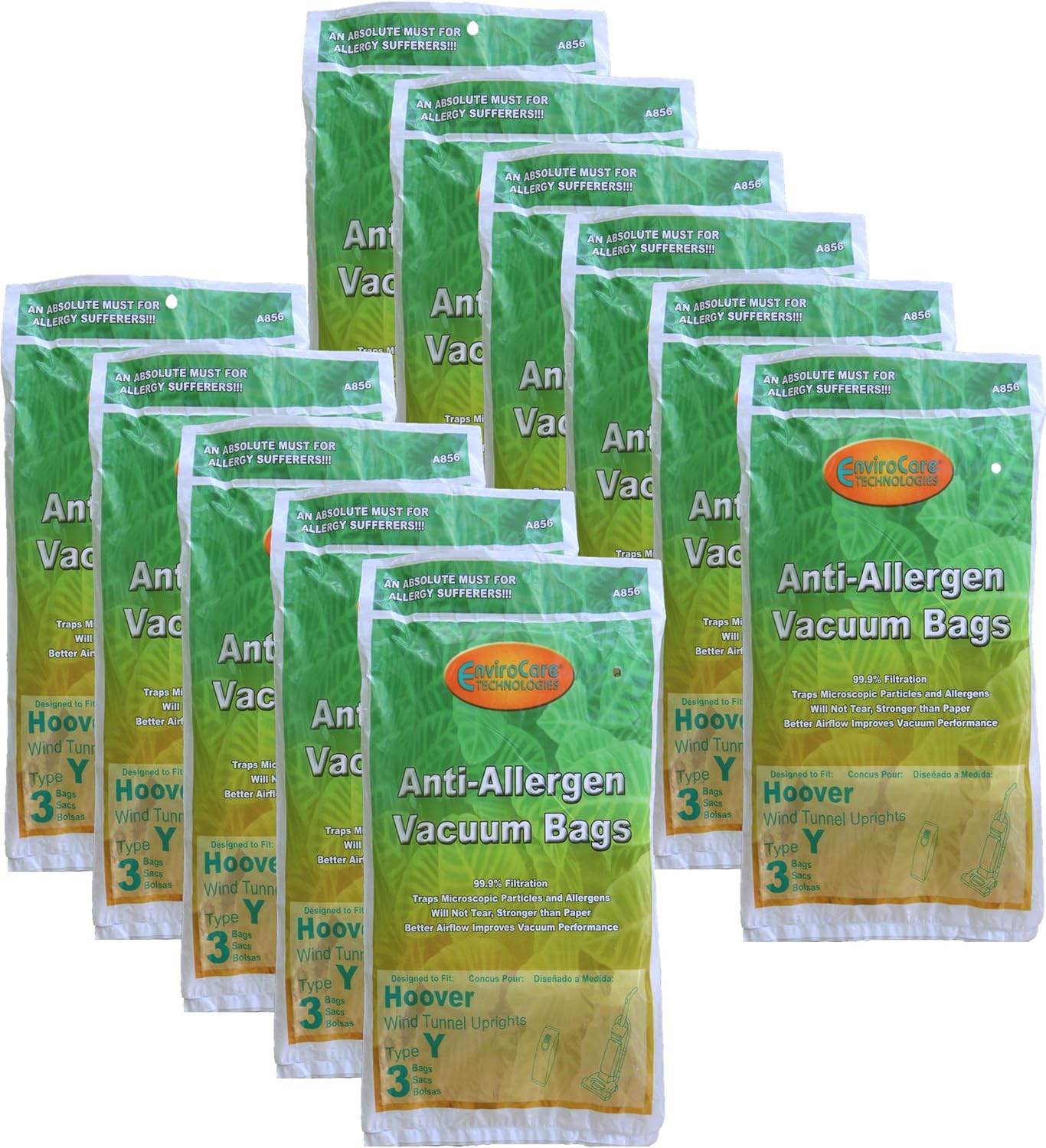 33 Hoover HEPA Allergy Type Y Bags, WindTunnel Upright Vacuum Cleaners, 43655109, 4010100Y, 4010801Y, AH10060DT,AH10040CLP,902419001, Royal, Gold Star, Pacific Steamex