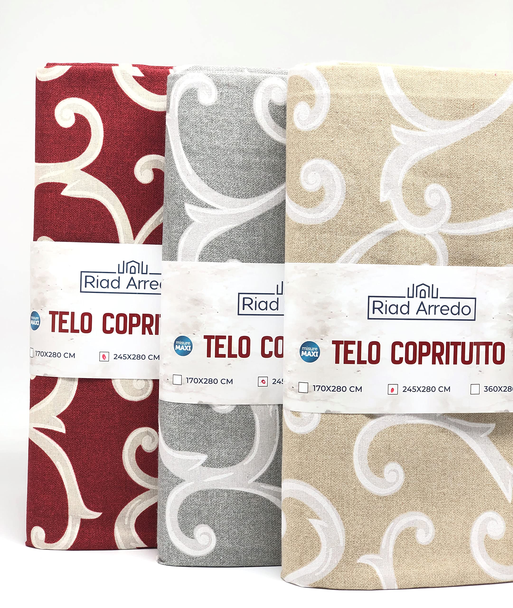 Riad Arredo Telo Arredo Copridivano - Copritutto Multiuso GranFoulard Copriletto in Cotone - Tela Robusta (Beige, 2 PIAZZE - 250X280 CM)