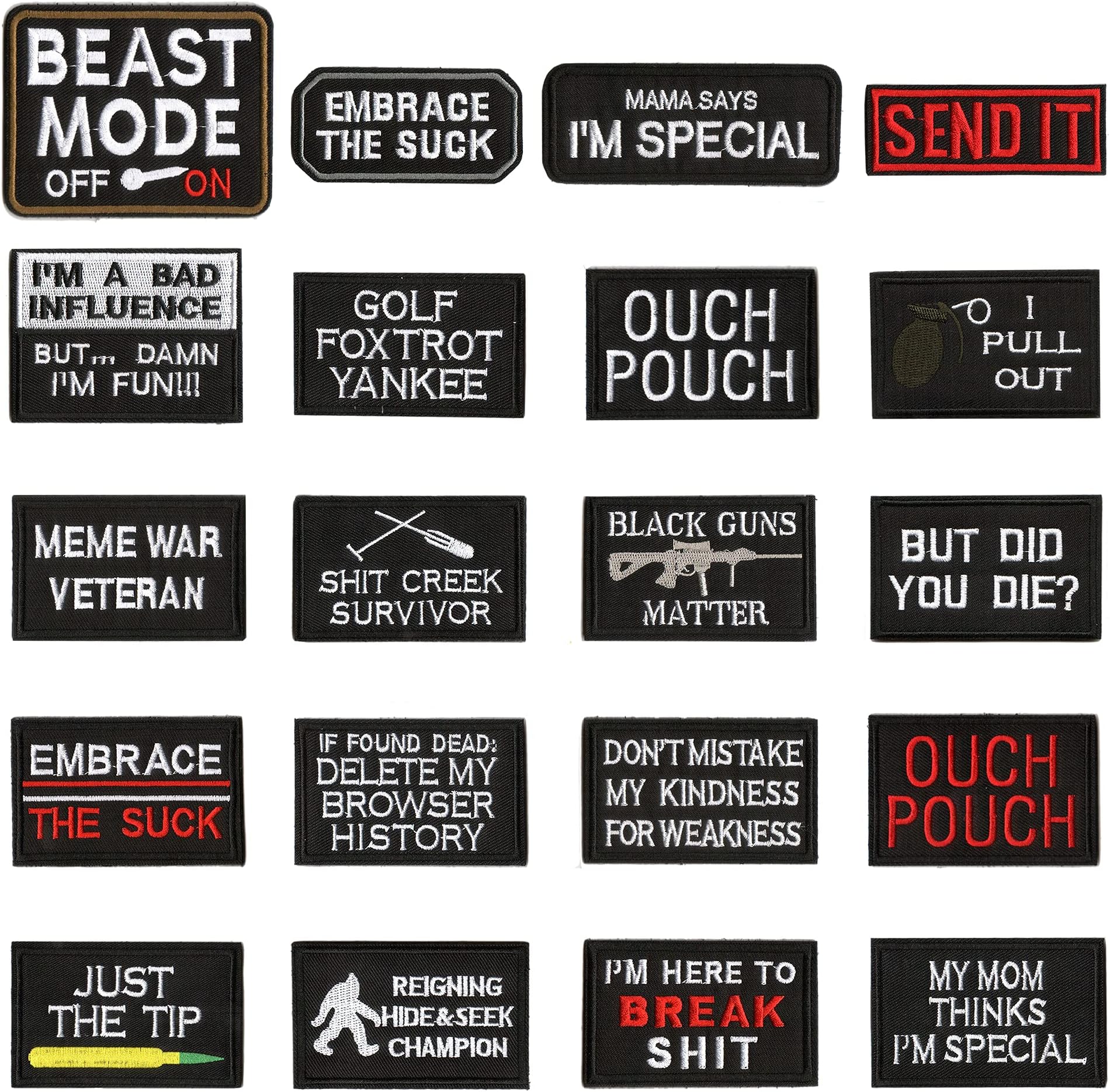 WZT 20 Pieces Funny Tactical Military Morale Patch Full Embroidery Patch Set for Caps,Bags,Backpacks,Clothes,Vest,Military Uniforms,Tactical Gears Etc. (Navy)