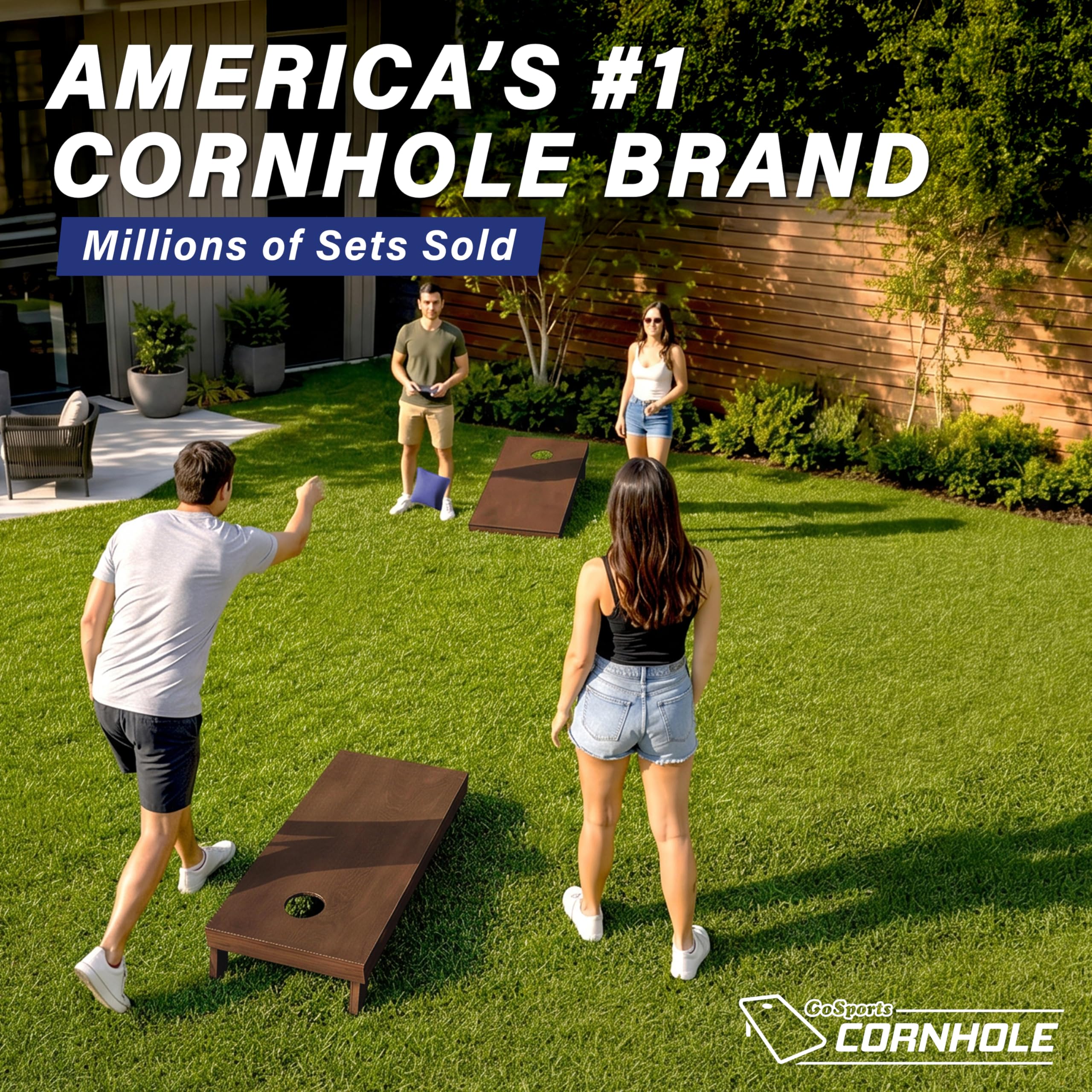 GoSports Lot de Planches de Cornhole en Bois Taille Réglementaire 122 x 60 cm avec Étui de Transport