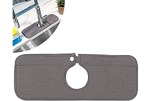 S&T INC. Charcoal Grey Microfiber Fabric Kitchen Faucet Sink Mat