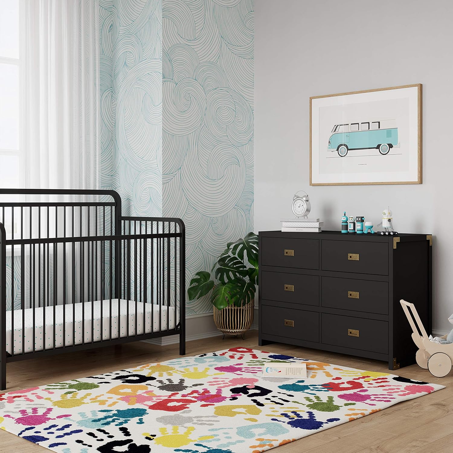 Baby Relax Miles 6-Drawer, Nursery Furniture, Black Wood Dresser : Baby
