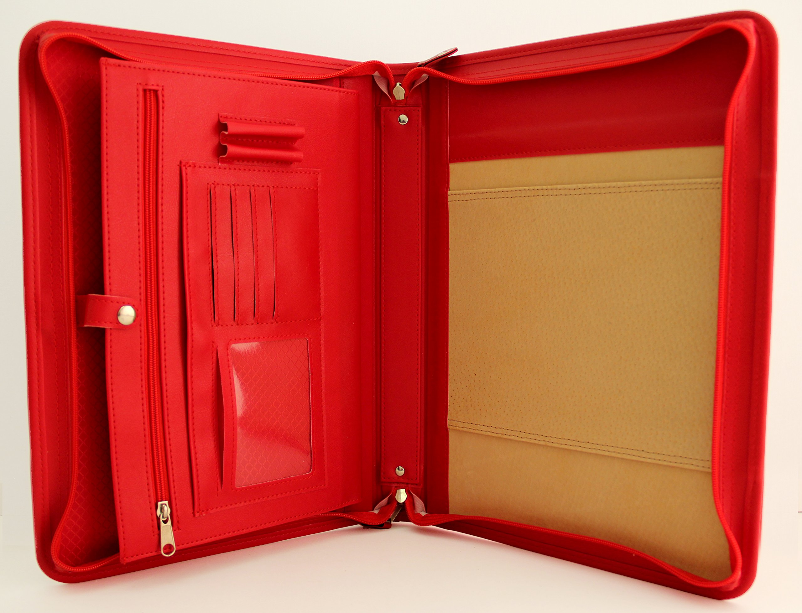 Porte-documents A4 en cuir synthétique rouge - Organiseur d'affaires - Étui d'écriture
