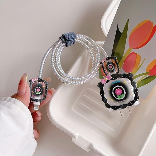 Miniatura 6 de Bonito protector de cable de bricolaje, compatible con iPhone 20 W adaptador de corriente USB-C y cable Lightning, tamaño 13