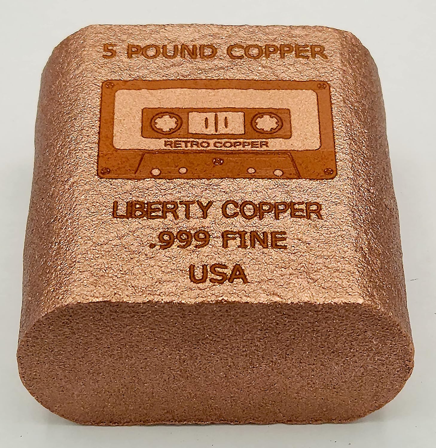 Liberty Copper Bar .999 Fine Copper Retro Cassette Tape 5Pound Bullion