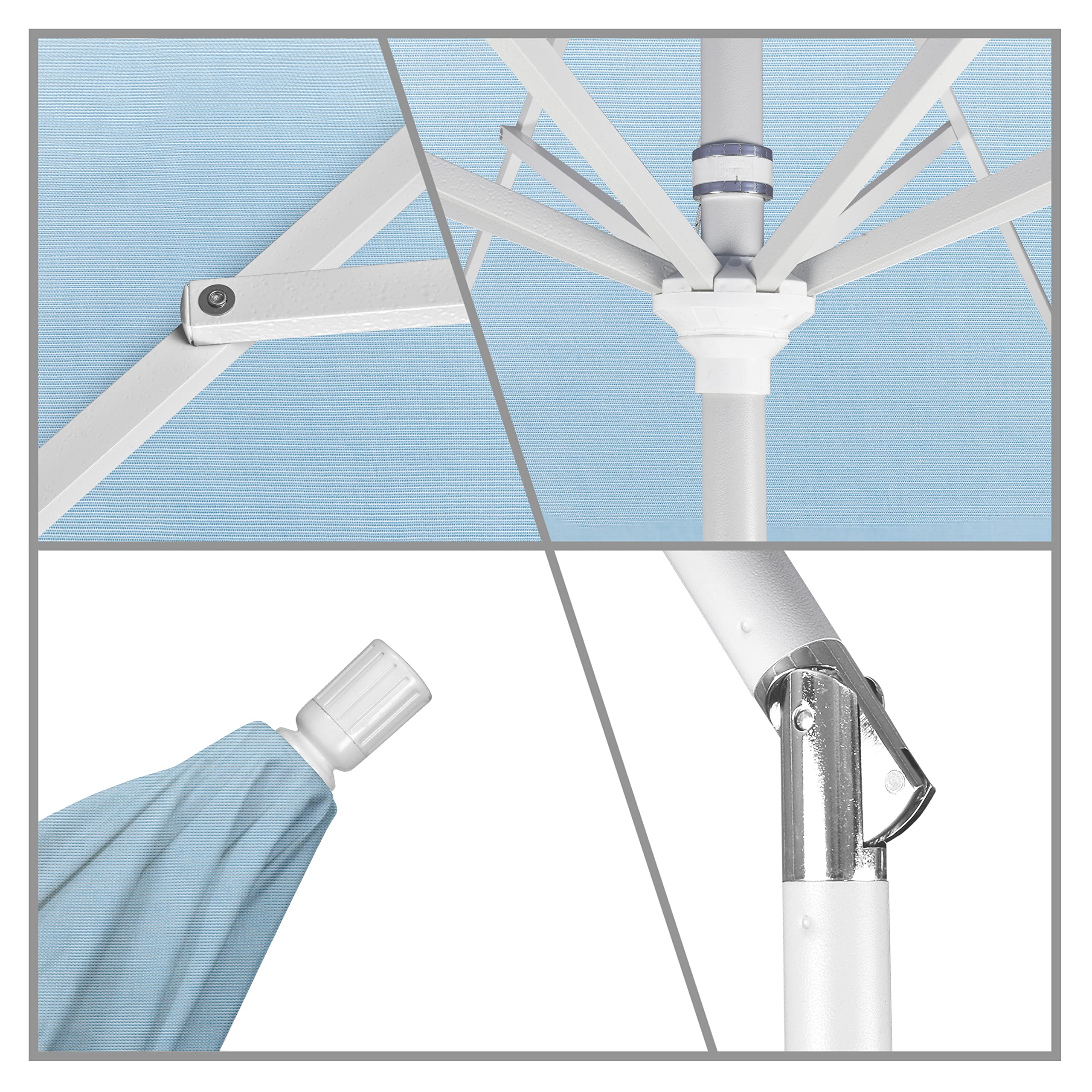 California Umbrella 9' Round Aluminum Patio Umbrella, Crank Lift, Collar Tilt, White Pole, Air Blue : Clothing, Shoes & Jewelry