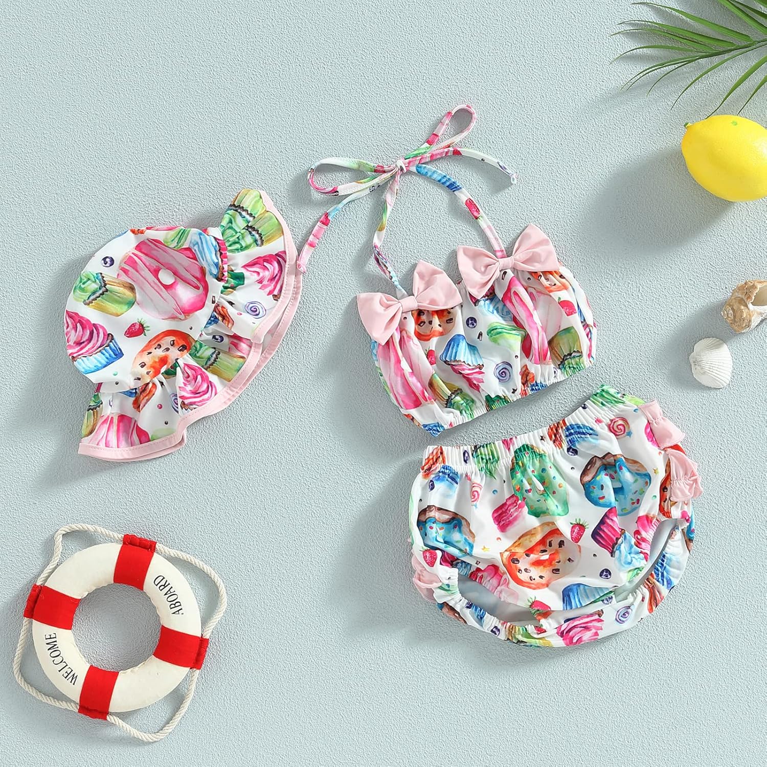 Roupa de banho infantil de duas peças, biquíni sereia, short com chapéu de sol em promoção! Veja a oferta e mais achadinhos de Moda praia infantil 3 Hoje é o melhor dia para comprar Roupa de banho infantil de duas peças, biquíni sereia, short com chapéu de sol com aquele preço maroto! Promoção! Aproveite a oferta! 3