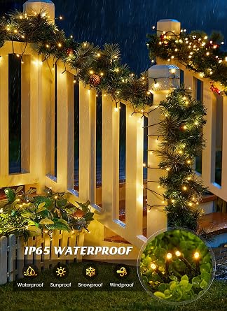 Brightown 2 Pack Solar String Lights Outdoor Waterproof, 80 FT 200 LED