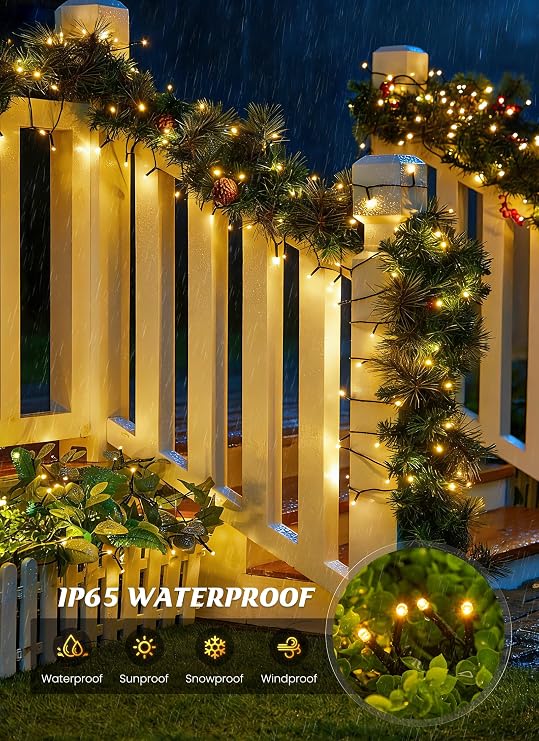 Brightown 2 Pack Solar String Lights Outdoor Waterproof, 80 FT 200 LED