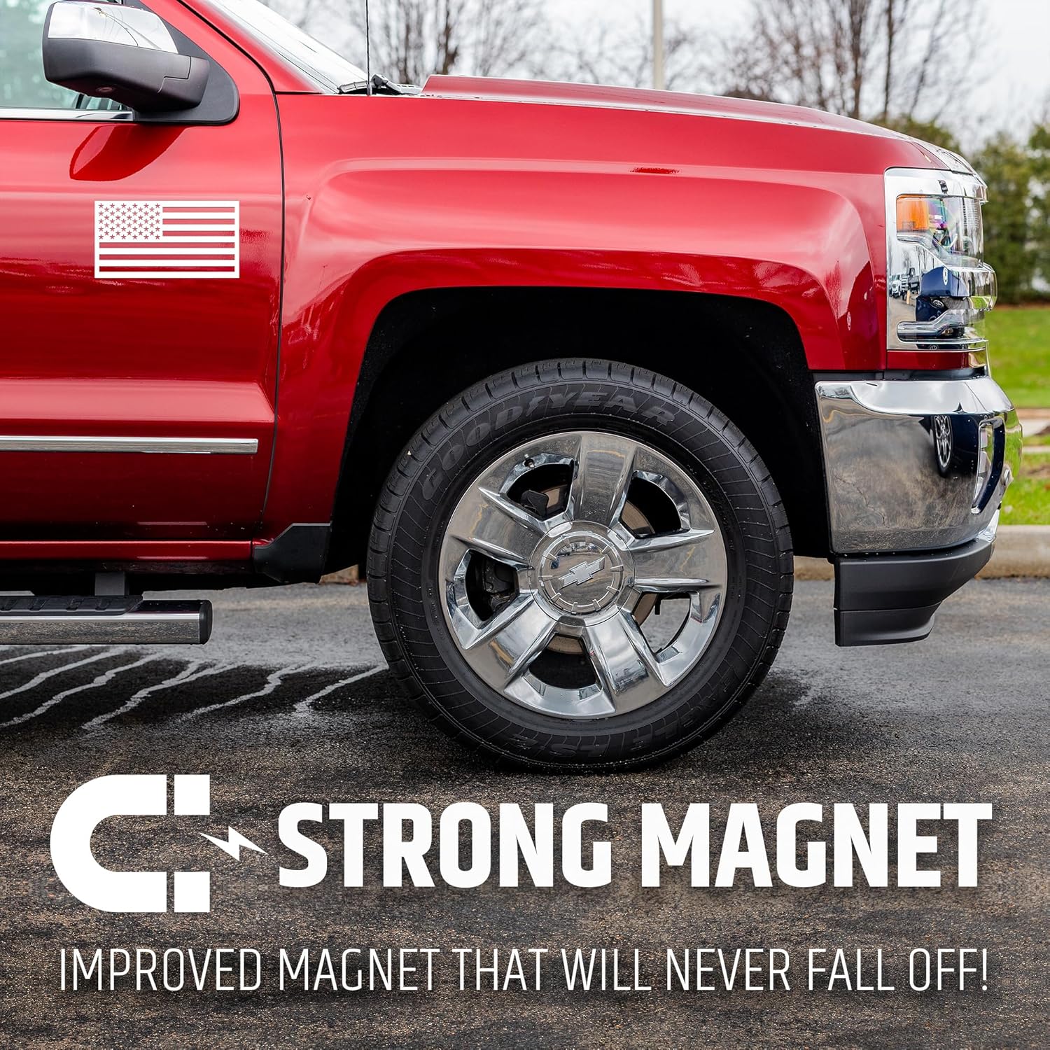 Premium American Flag Magnets for Trucks and Cars (3 Pack) + Bonus Reverse Design | Magnetic US Flags Cut-Out | Powerful Magnet - Will Never Fall Off Your Vehicle | White | Not for Aluminum Cars