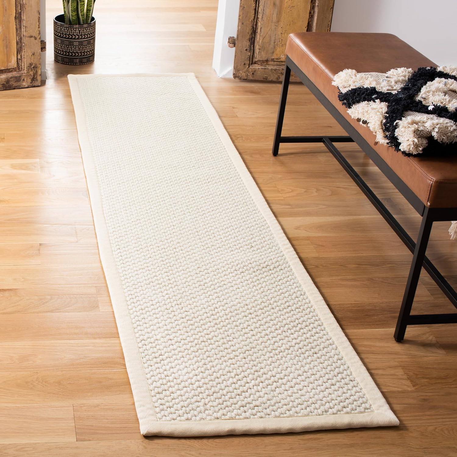 SAFAVIEH Area Rug 8x10 - Palm Beach Collection - Large - Ivory, Wool & Sisal, Ideal for Living Room, Bedroom, Office, Dining Space (PAB617A)
