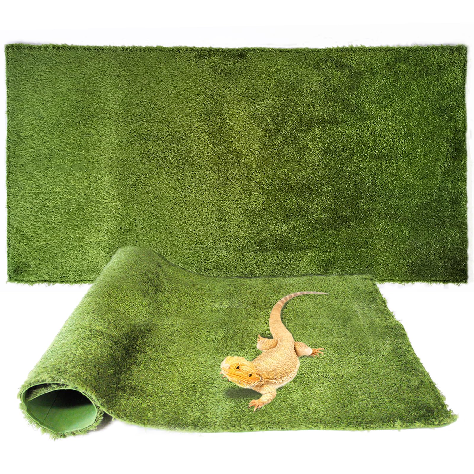 kathson 2Pcs Reptile Carpet Mat,35.4 x 17.7 in Terrarium Bedding Substrate Liner,Tortoise Imitation Rainforest Crawler Mats for Snakes Bearded Dragon