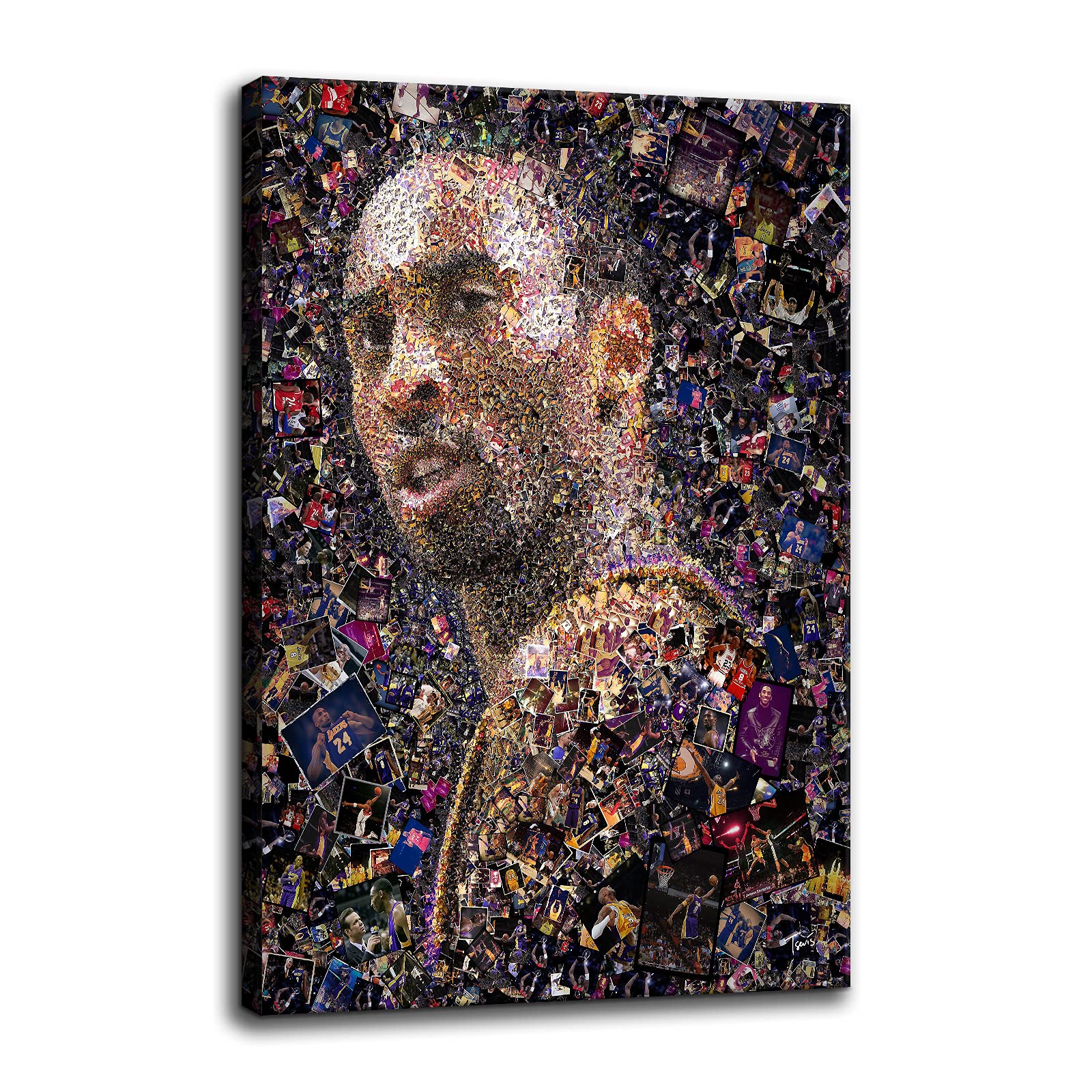 TWO J NBA Legends Basketball Star Posters Wall Art Kobe Bryant Portrait Painting Printed on Canvas Artwork for Living Room Bedroom Modern Home Decor Print Picture Stretched and Framed [12'W x 18'H]