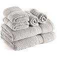 Amazon Basics Juego de 6 toallas de baño resistentes a la decoloración, toallas de mano y toallitas, color carmesí, 1…