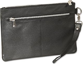 Rimbaldi® Flache Universaltasche mit praktischer Lederschlaufe aus hochwertigem Rind-Nappaleder in Schwarz