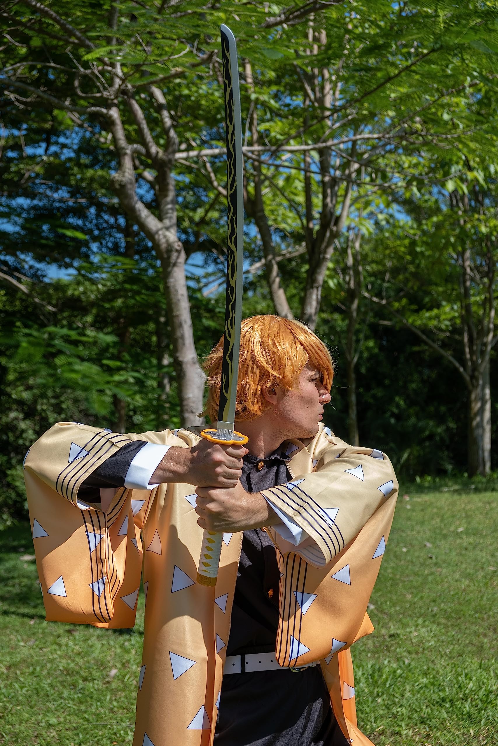 57 SPECIAL REPLICAS Bambou Anime Katana Cosplay Épée 105 cm 41 Pouces Hashira Piliers Protagoniste Katana, Une Variété de Styles (Agatsuma Zenitsus Drewniany JT10653)