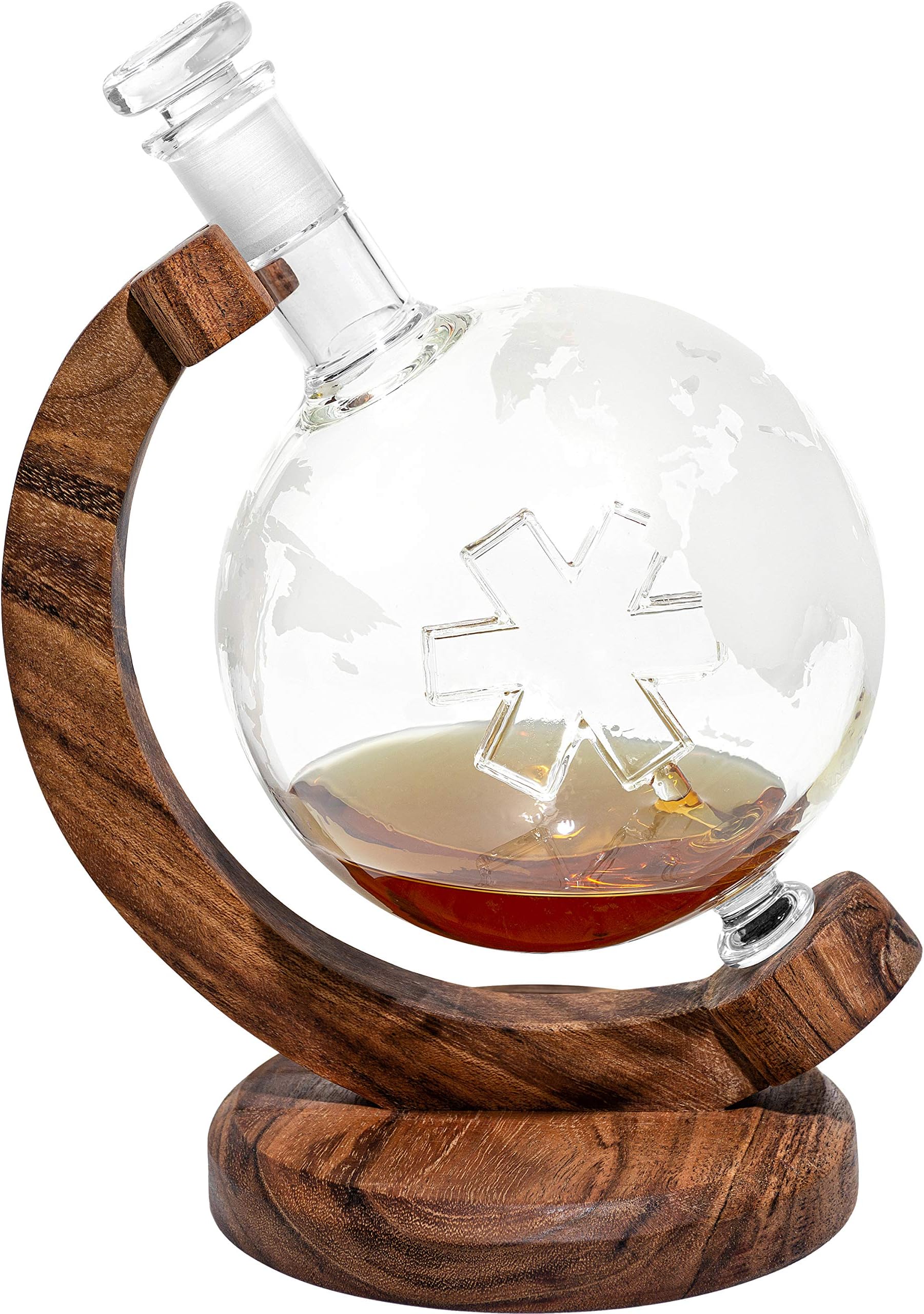 Prestige DecantersStar of Life Etched Globe Whiskey - EMS Gifts w/EMS Star of Life Inside - Unique Personalized Gift, Gift for Promotion, Retirement, or Other Milestone - Unique Personalized EMS Gift