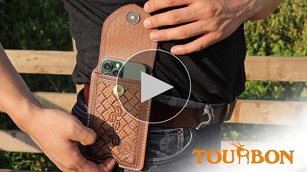 Amazon | TOURBON スマホケース 本革 スマホベルトホルスター