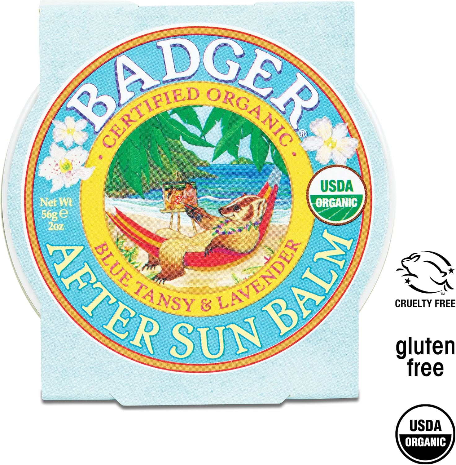 Badger - After Sun Balm, Blue Tansy & Lavender, Rescue Balm, Soothing & Cooling Balm for Tight Dry Skin After Sun Exposure, Certified Organic, 2 oz : Beauty & Personal Care