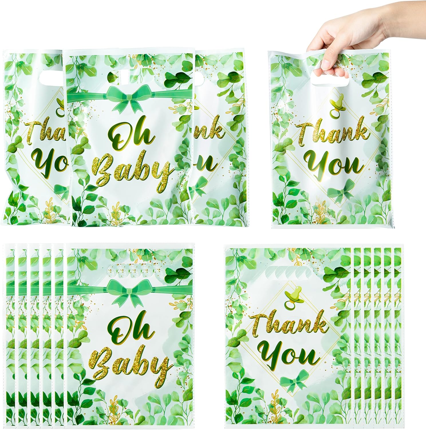 ArowlWesh 50Pcs Baby Shower Party Favors Bags, Oh Baby